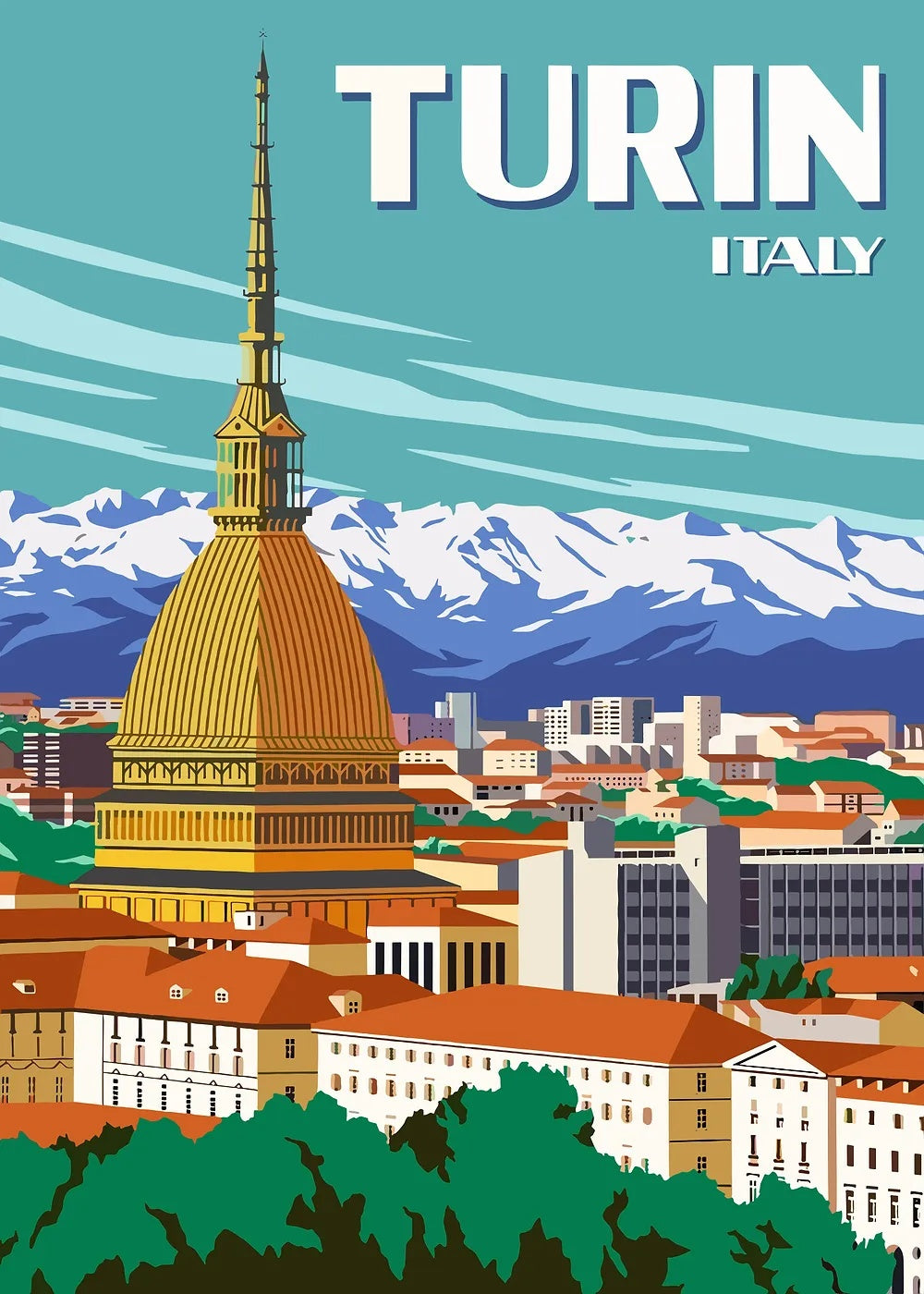 Turin, Italy metal poster artwork